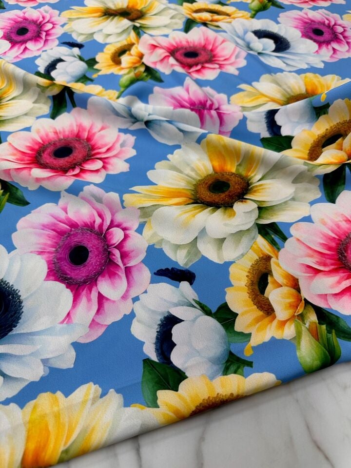 Geranium Desen Elbiselik Gömleklik Krep Kumaş