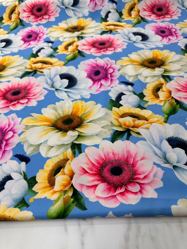 Geranium Desen Elbiselik Gömleklik Krep Kumaş