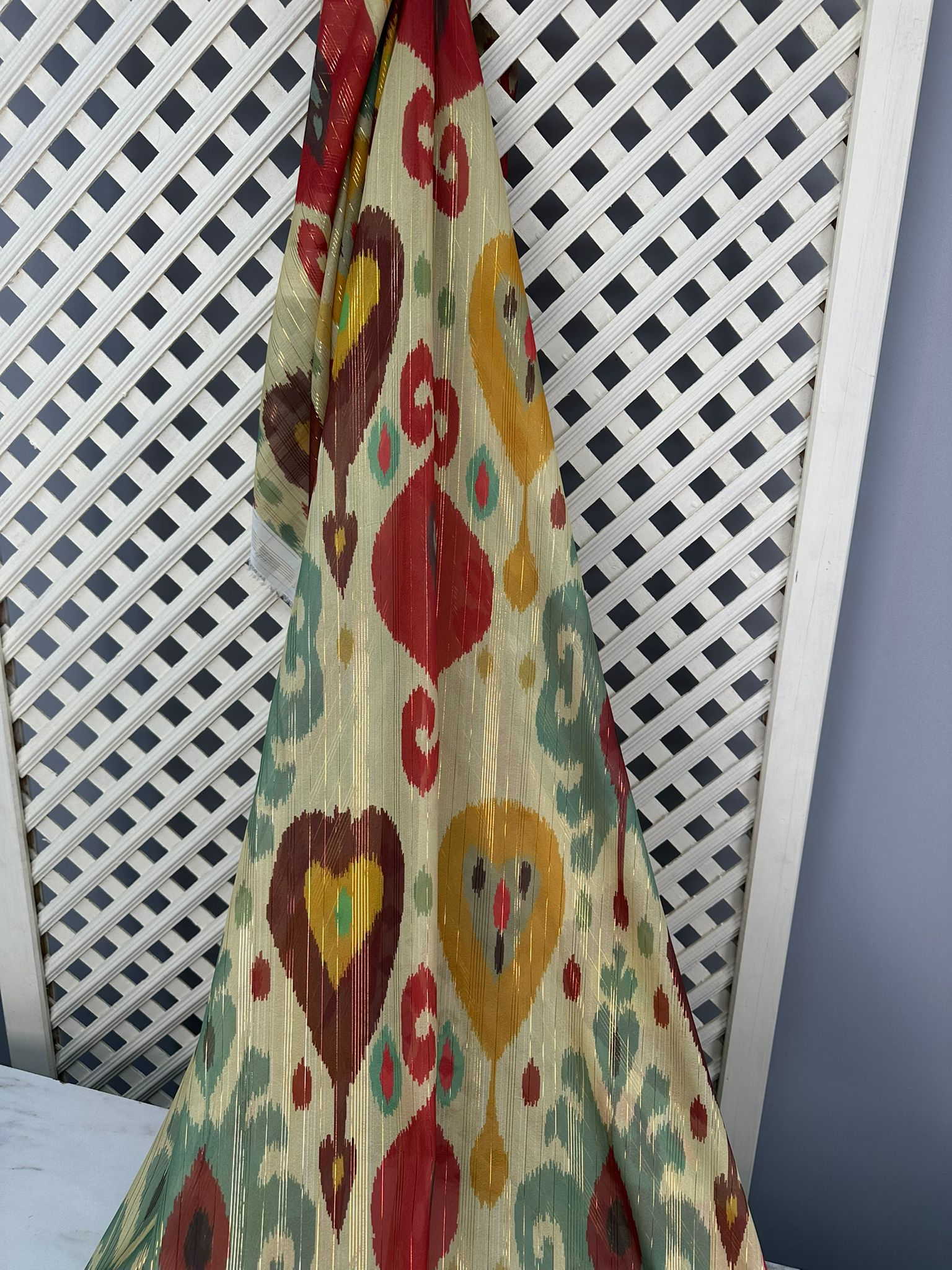 İkat Desen Dijital Baskı Simli Şİifon Yumuşak Dökümlü