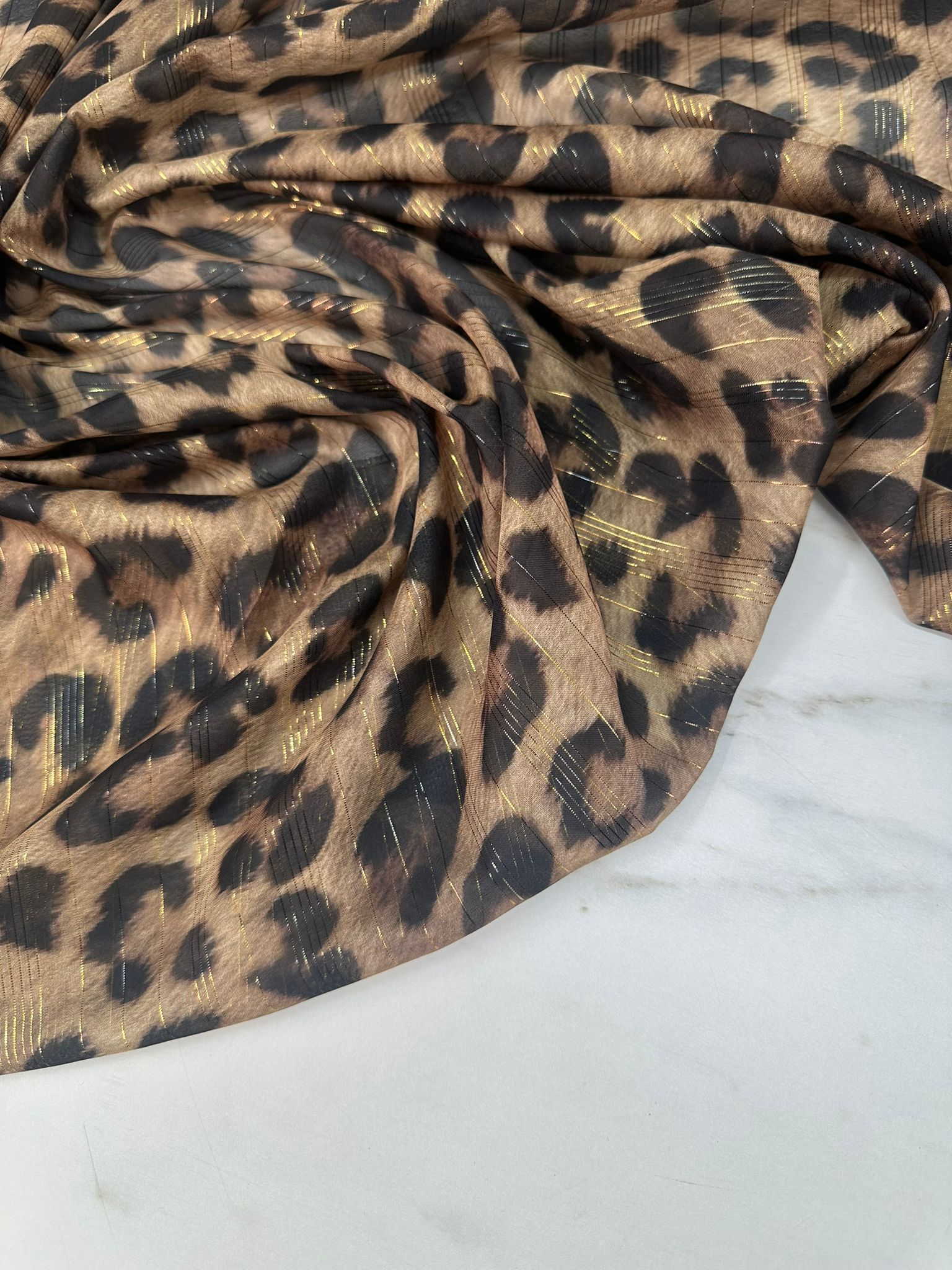 Leopar Simli Şifon Kumaş