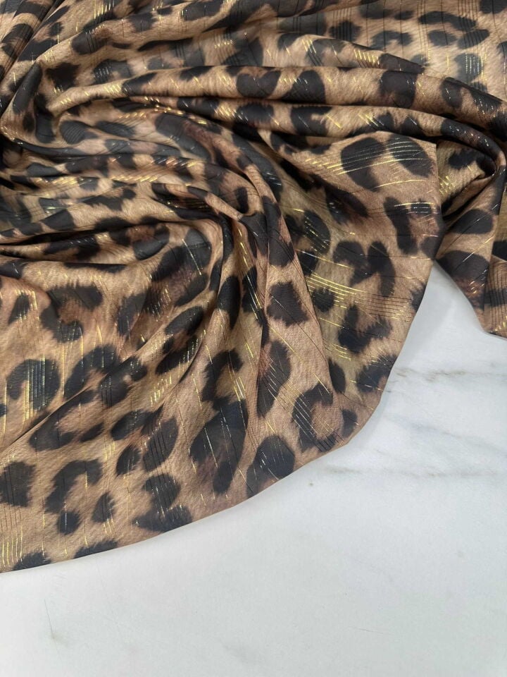 Leopar Simli Şifon Kumaş