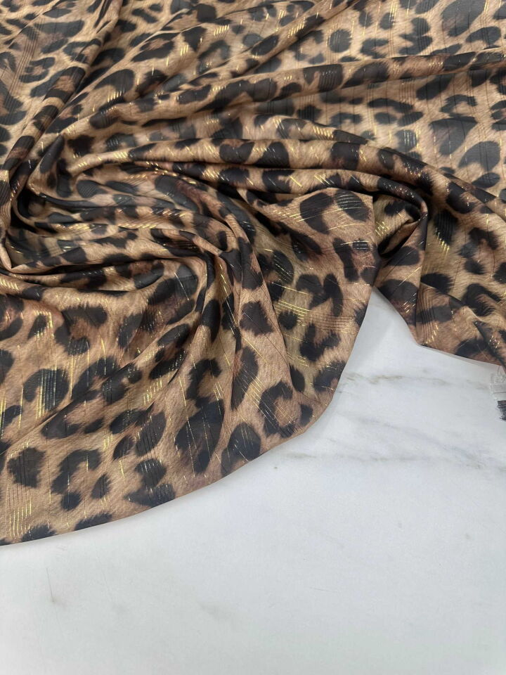 Leopar Simli Şifon Kumaş