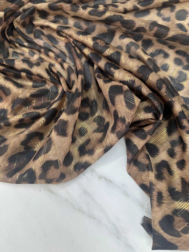 Leopar Simli Şifon Kumaş