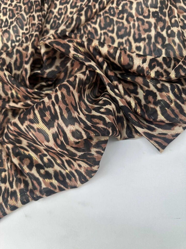 Leopar Simli Şifon Kumaş