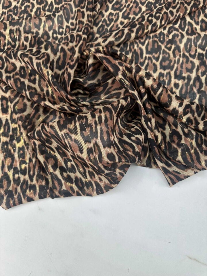 Leopar Simli Şifon Kumaş