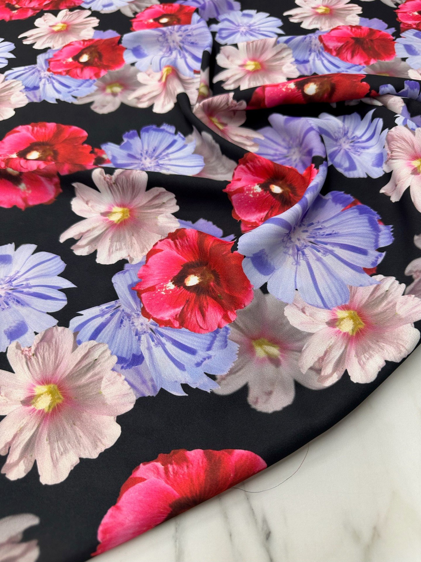 Geranium Desen Elbiselik Gömleklik Krep Kumaş
