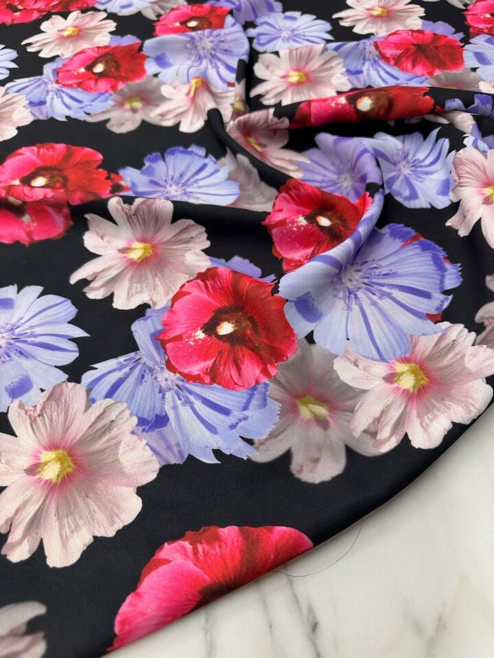 Geranium Desen Elbiselik Gömleklik Krep Kumaş