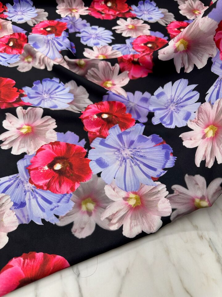 Geranium Desen Elbiselik Gömleklik Krep Kumaş