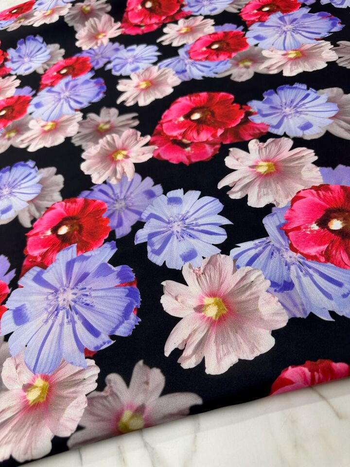 Geranium Desen Elbiselik Gömleklik Krep Kumaş