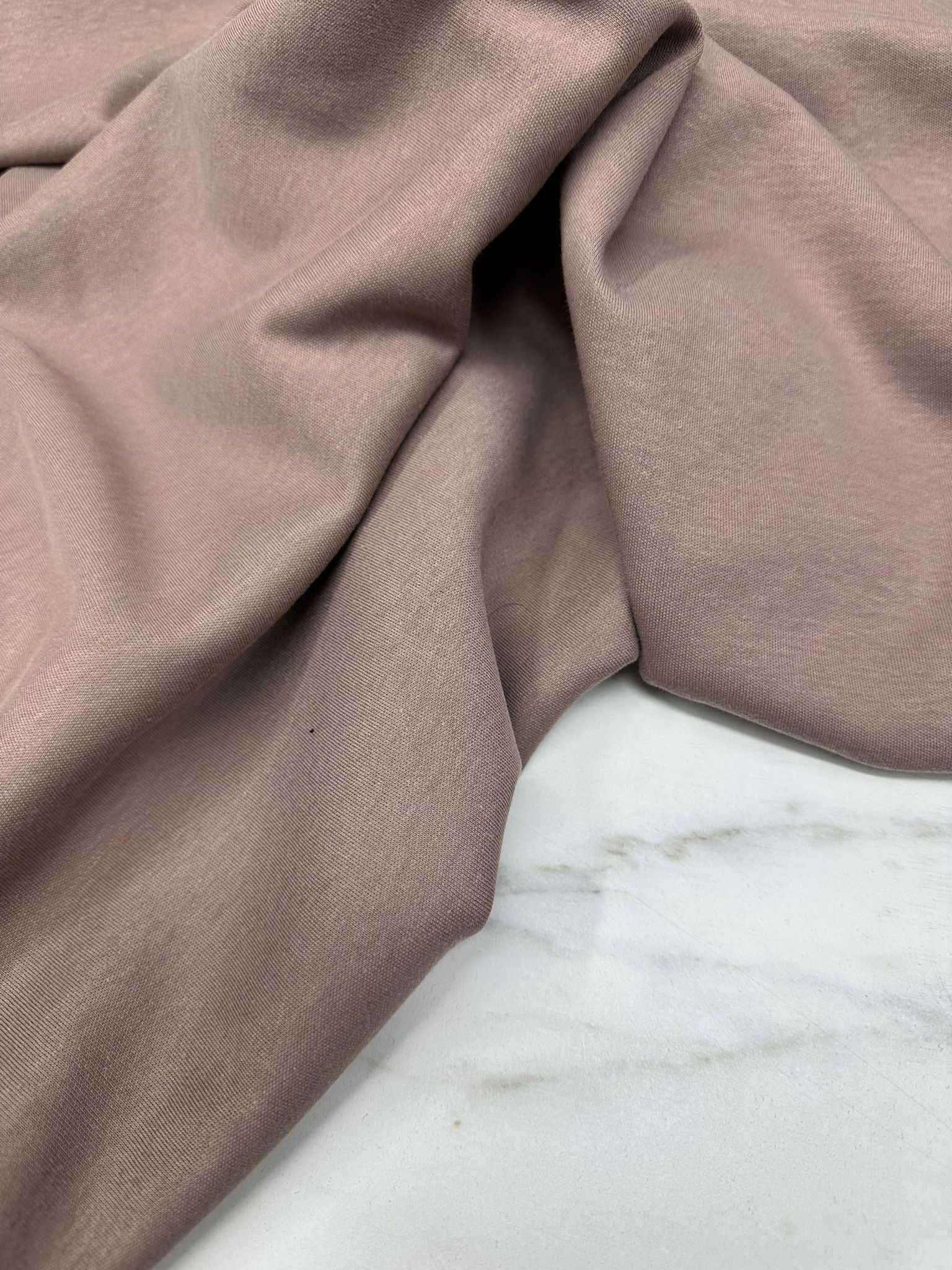 İki İplik Vizon Renk Penye Kumaş Yumuşak Dökümlü