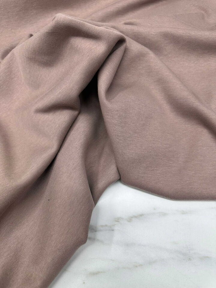 İki İplik Vizon Renk Penye Kumaş Yumuşak Dökümlü