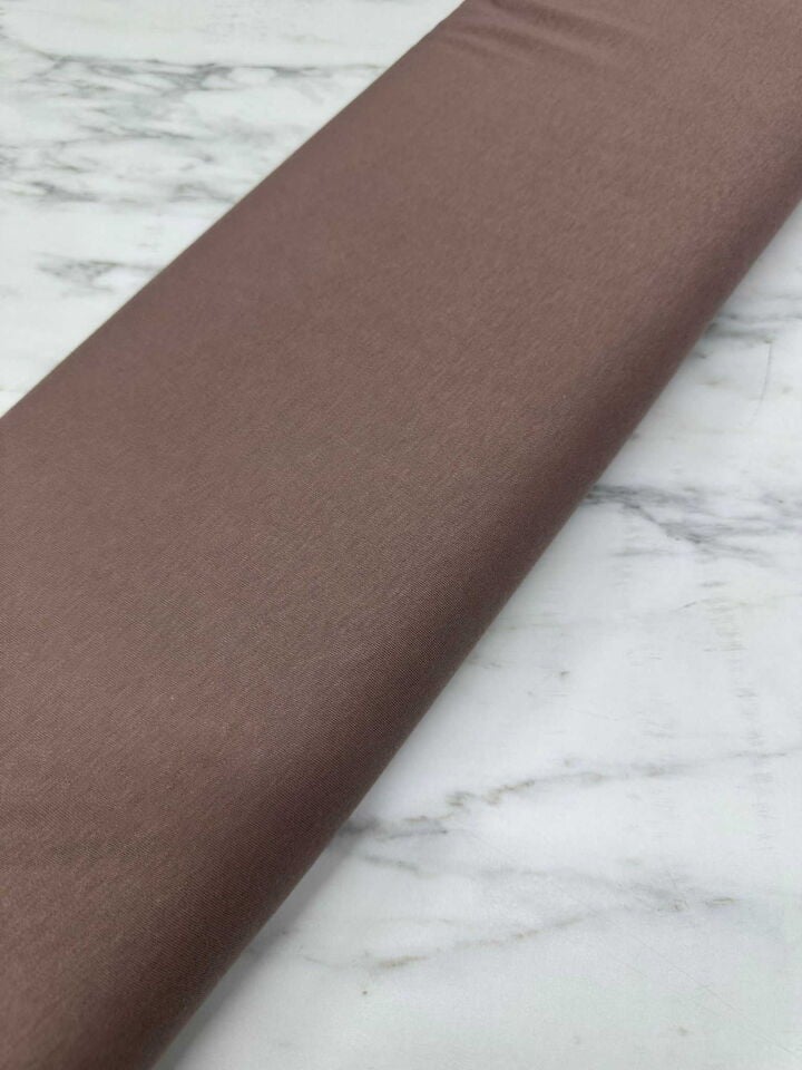 İki İplik Vizon Renk Penye Kumaş Yumuşak Dökümlü