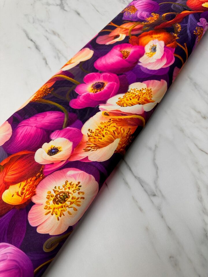 Çiçek Desen Elbiselik Gömleklik Krep Kumaş