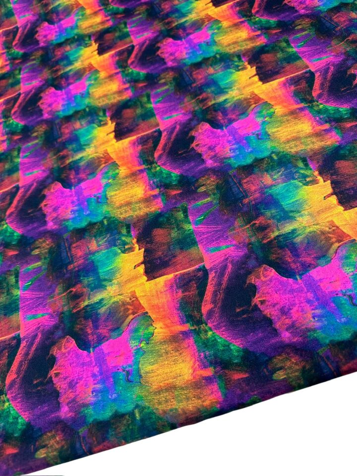 Renkli Desen Elbiselik Gömleklik Krep Kumaş