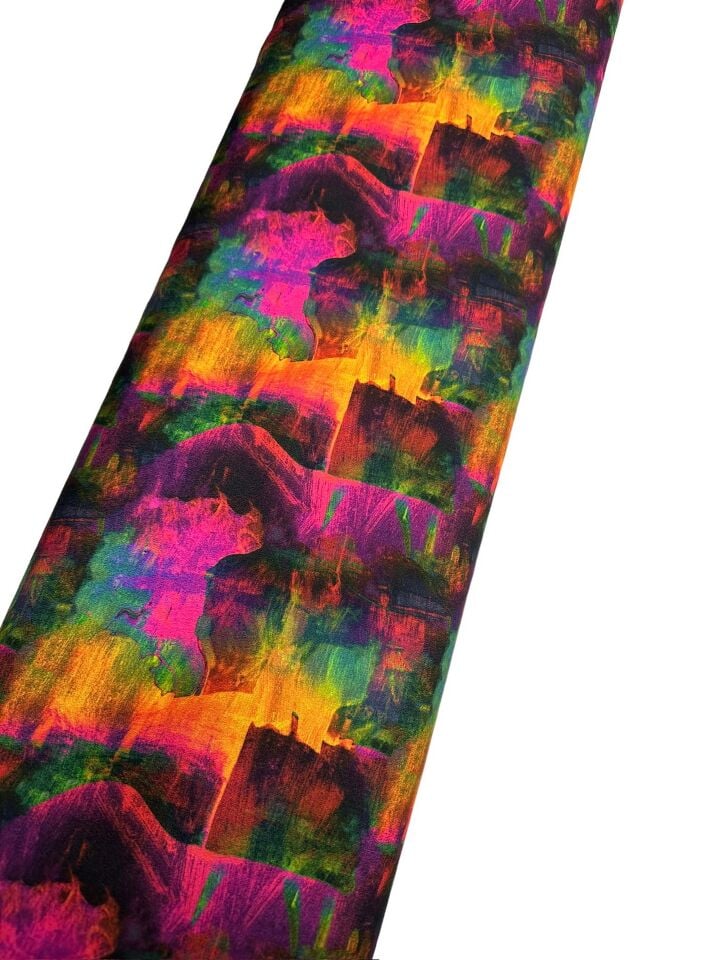 Renkli Desen Elbiselik Gömleklik Krep Kumaş