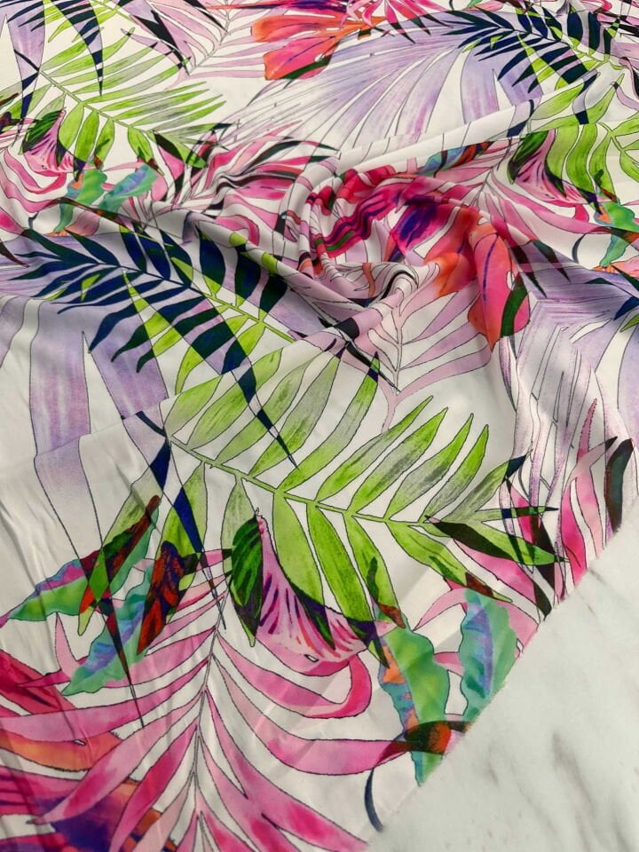 Desenli İpek Saten Elbise Etek Payeo Şalvar Bluz