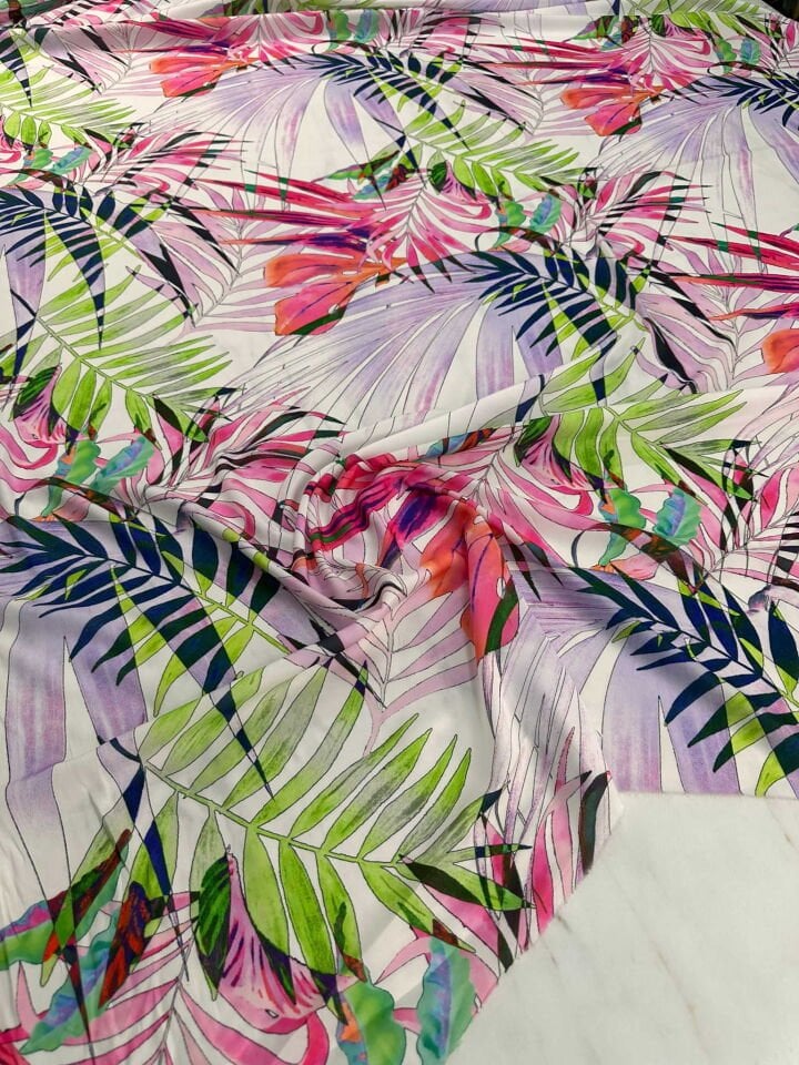 Desenli İpek Saten Elbise Etek Payeo Şalvar Bluz