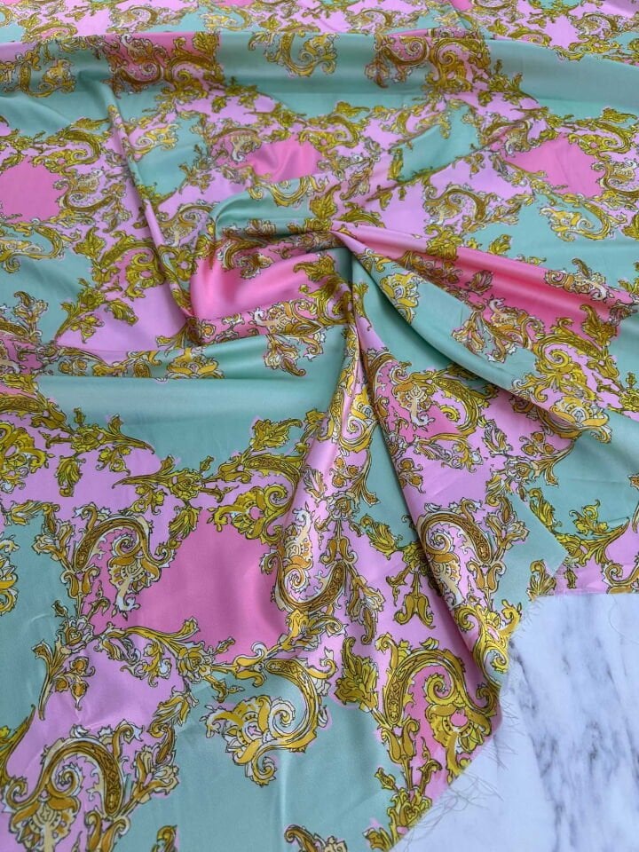 Desenli İpek Saten Elbise Etek Payao Gömlek Şalvar