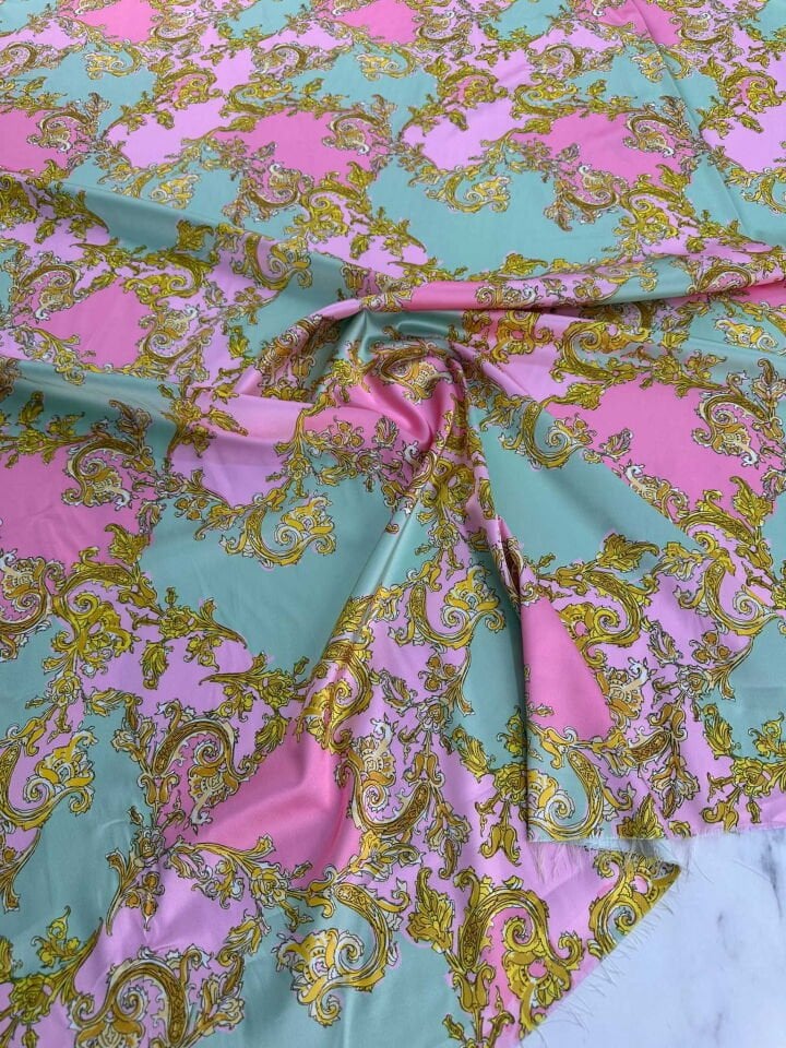 Desenli İpek Saten Elbise Etek Payao Gömlek Şalvar