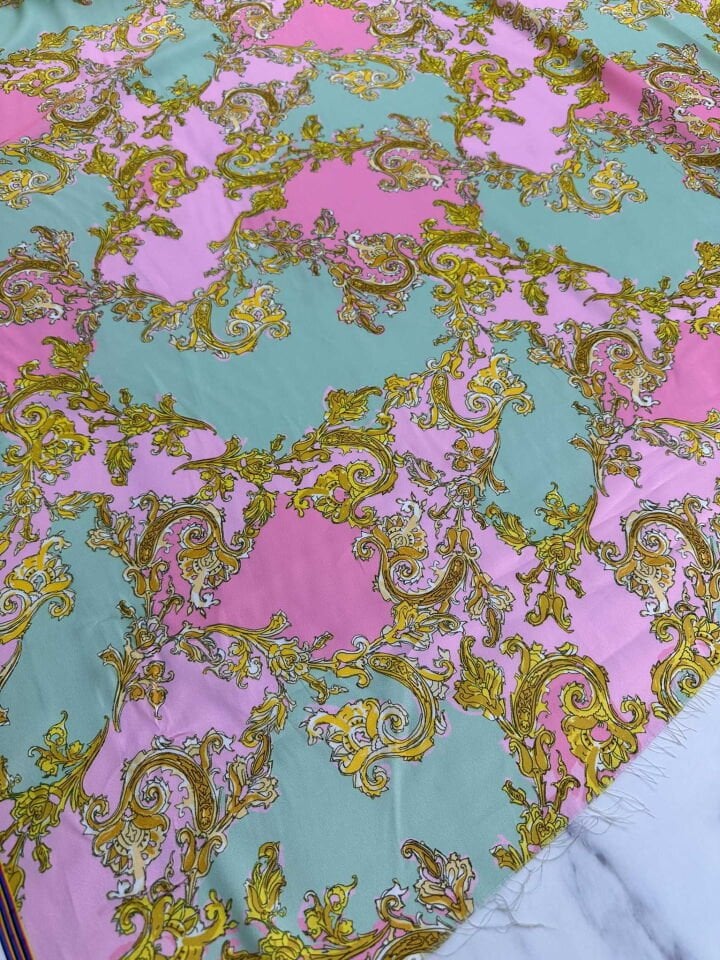 Desenli İpek Saten Elbise Etek Payao Gömlek Şalvar