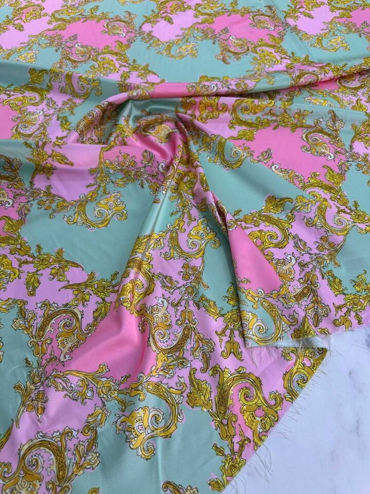 Desenli İpek Saten Elbise Etek Payao Gömlek Şalvar