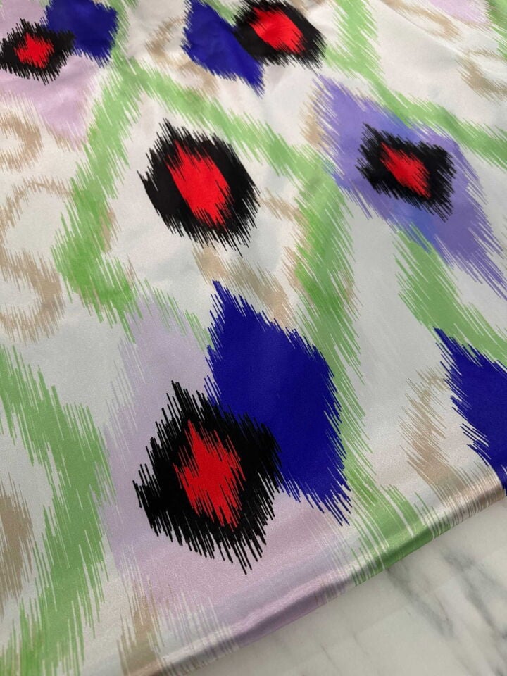 Desenli İpek Saten Elbise Etek Gömlek Payeo Şalvar