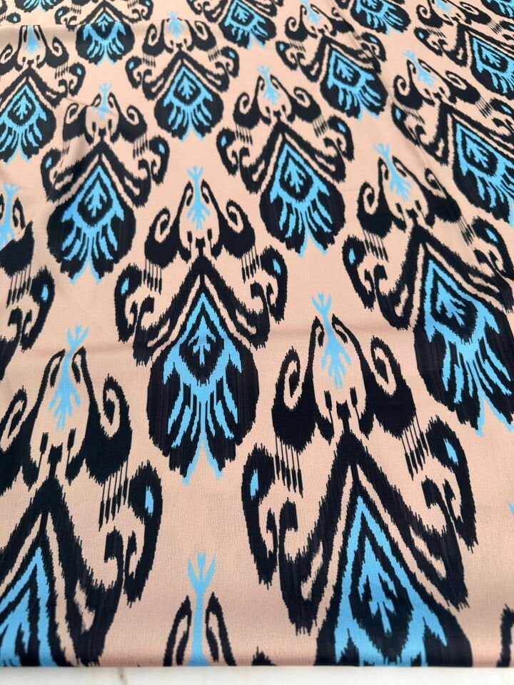 Desenli Saten Kumaş Elbise Etek Gömlek Şalvar