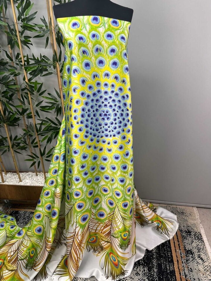 Fantazi Desen İpek Saten Elbise Etek Abaya