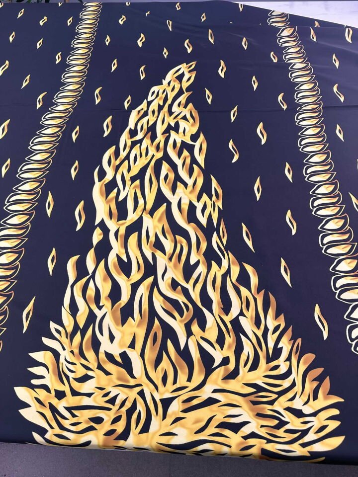 Fantazi Desen İpek Saten Elbise Etek Abaya Payao