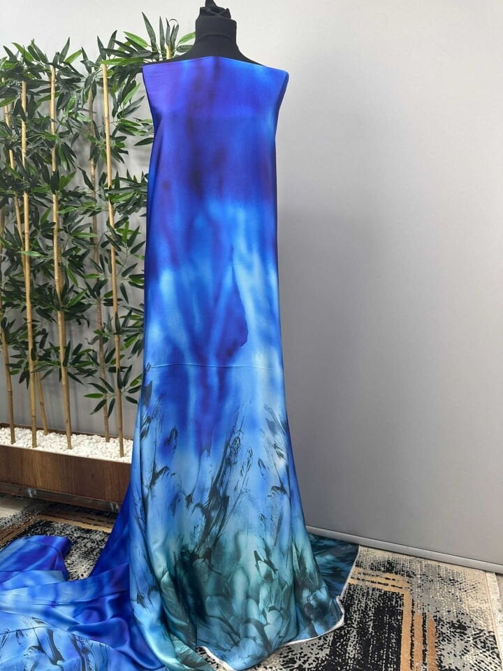 Fantazi Desen İpek Saten Elbise Etek Abaya Payeo