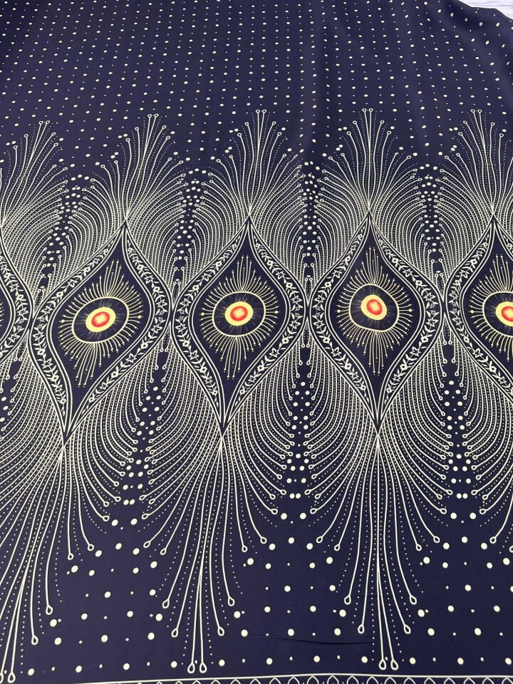 Fantazi Desen İpek Saten Elbise Etek Abaya Payeo