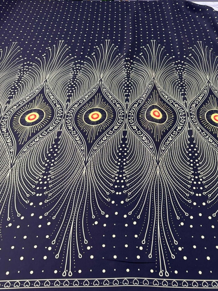 Fantazi Desen İpek Saten Elbise Etek Abaya Payeo