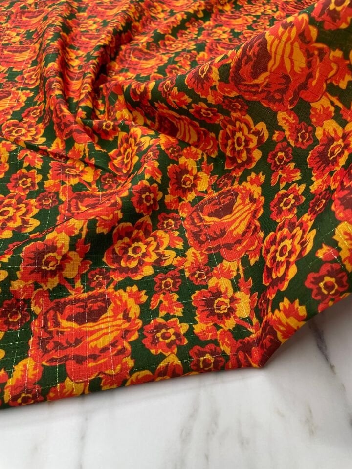 Altın Simli Neon Gülü Elbiselik Keten Kumaş