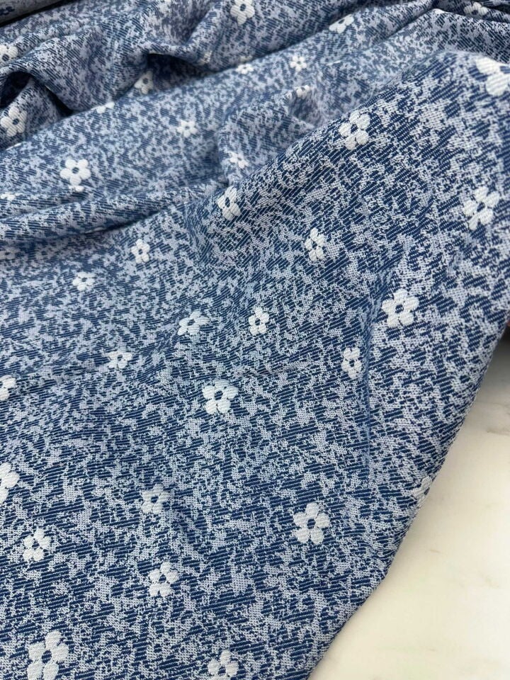 Çiçek Desen Örme Kot Kumaş