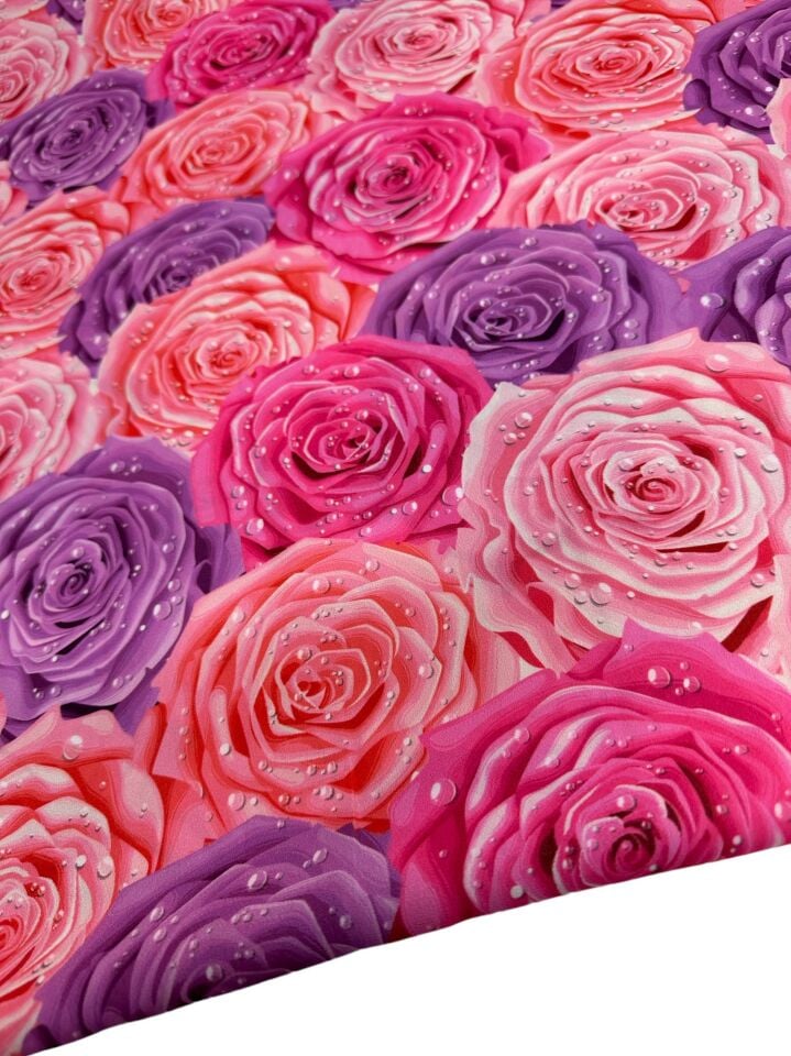 Gül Desen Elbiselik Gömleklik Krep Kumaş