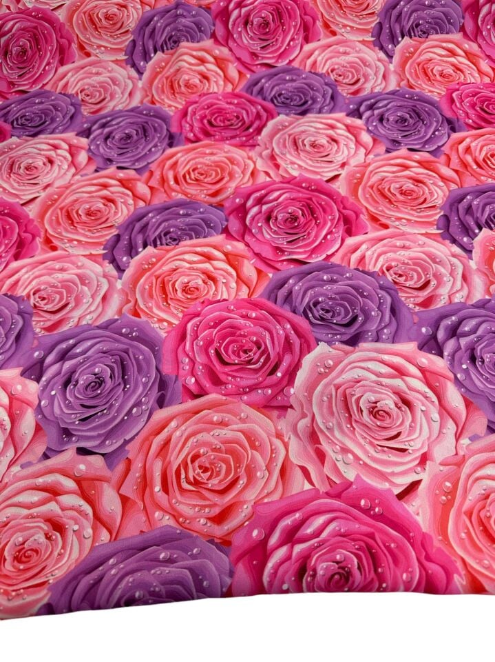 Gül Desen Elbiselik Gömleklik Krep Kumaş