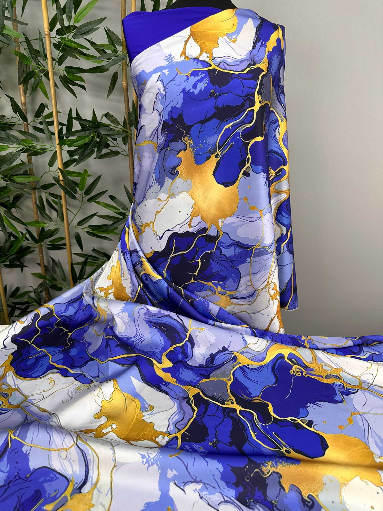 Desenli İpek Saten Elbise Gömlek Etek Şalvar