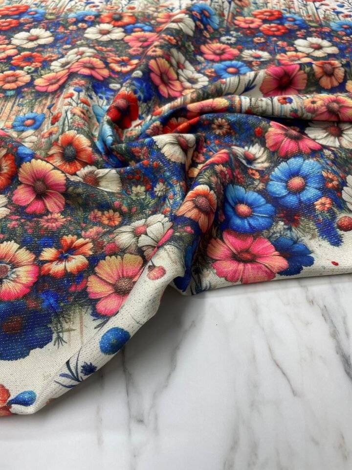 Altın Simli Liva Desen Elbiselik Keten Kumaş