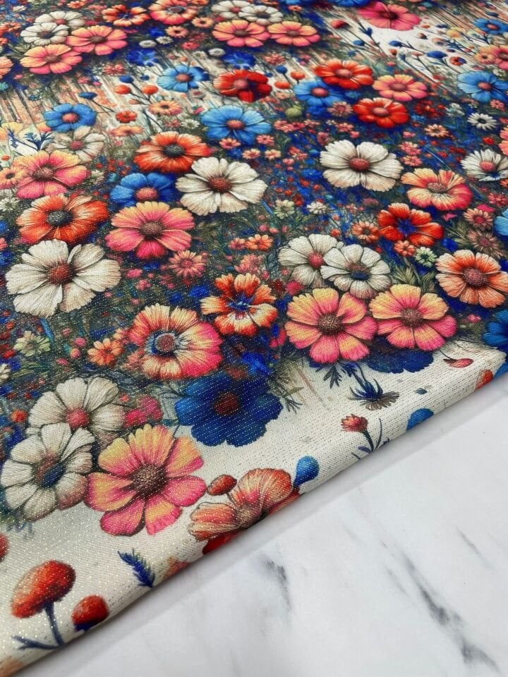 Altın Simli Liva Desen Elbiselik Keten Kumaş