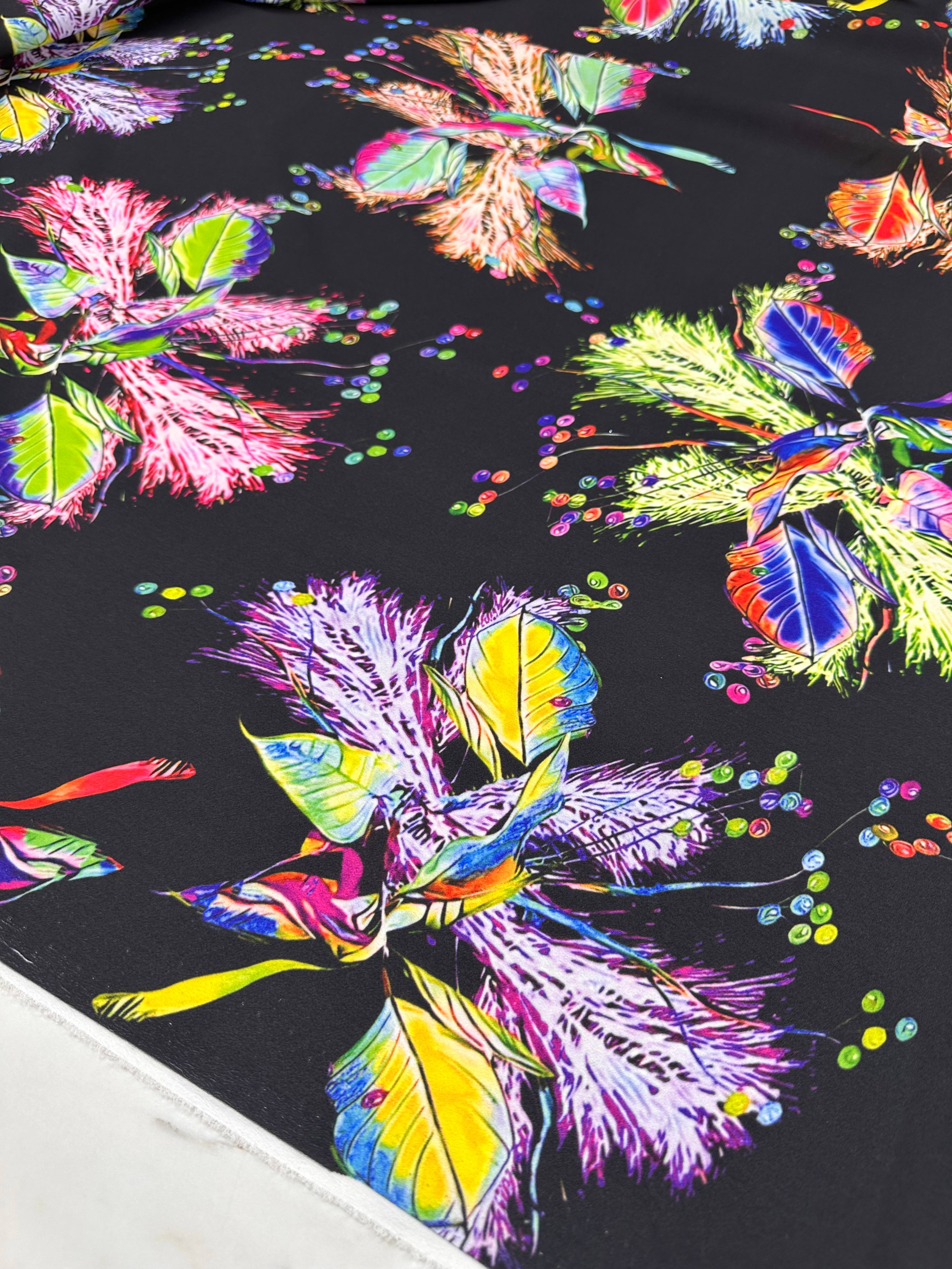 Yaprak Desen Elbiselik Gömleklik Krep Kumaş