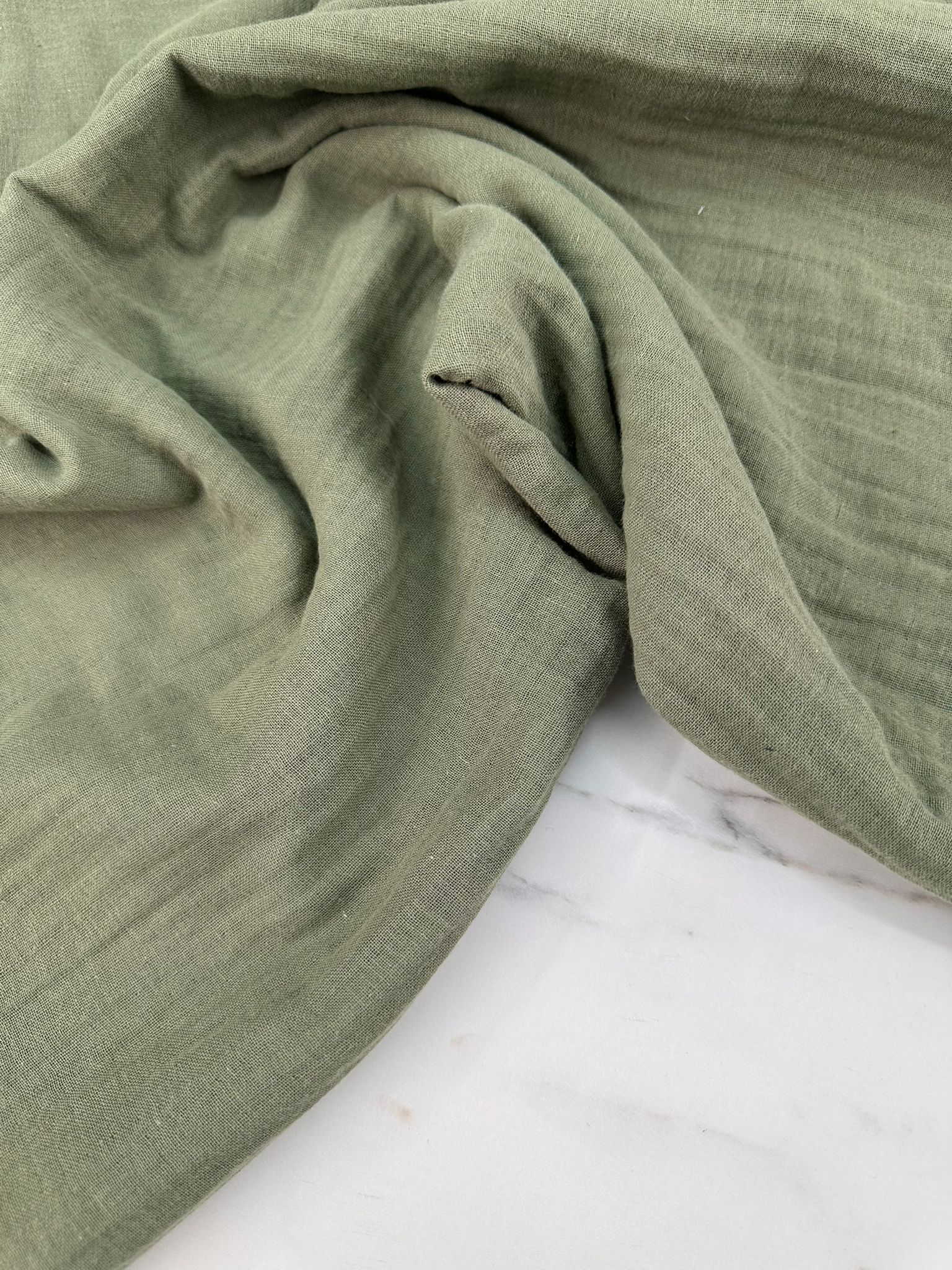 Haki Yeşili Çift Kat Mülüm Kumaş Elbise Etek Pantolon