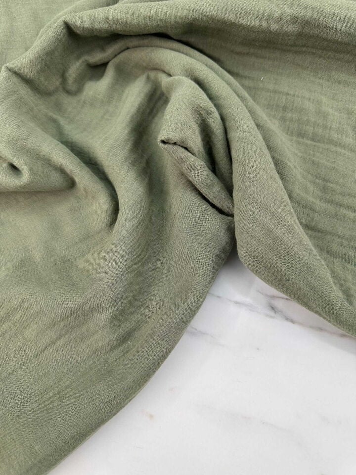 Haki Yeşili Çift Kat Mülüm Kumaş Elbise Etek Pantolon