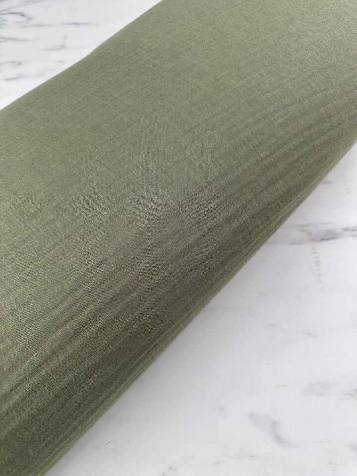 Haki Yeşili Çift Kat Mülüm Kumaş Elbise Etek Pantolon