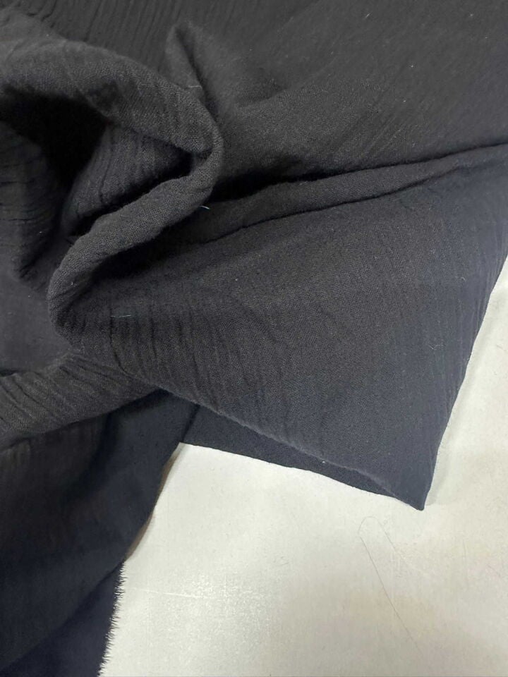 Siyah Çift Kat Mülüm Kumaş Elbise Etek Pantolon