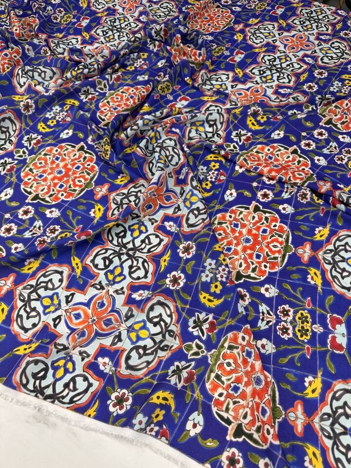 Özbek Desen Elbiselik Gömleklik Krep Kumaş