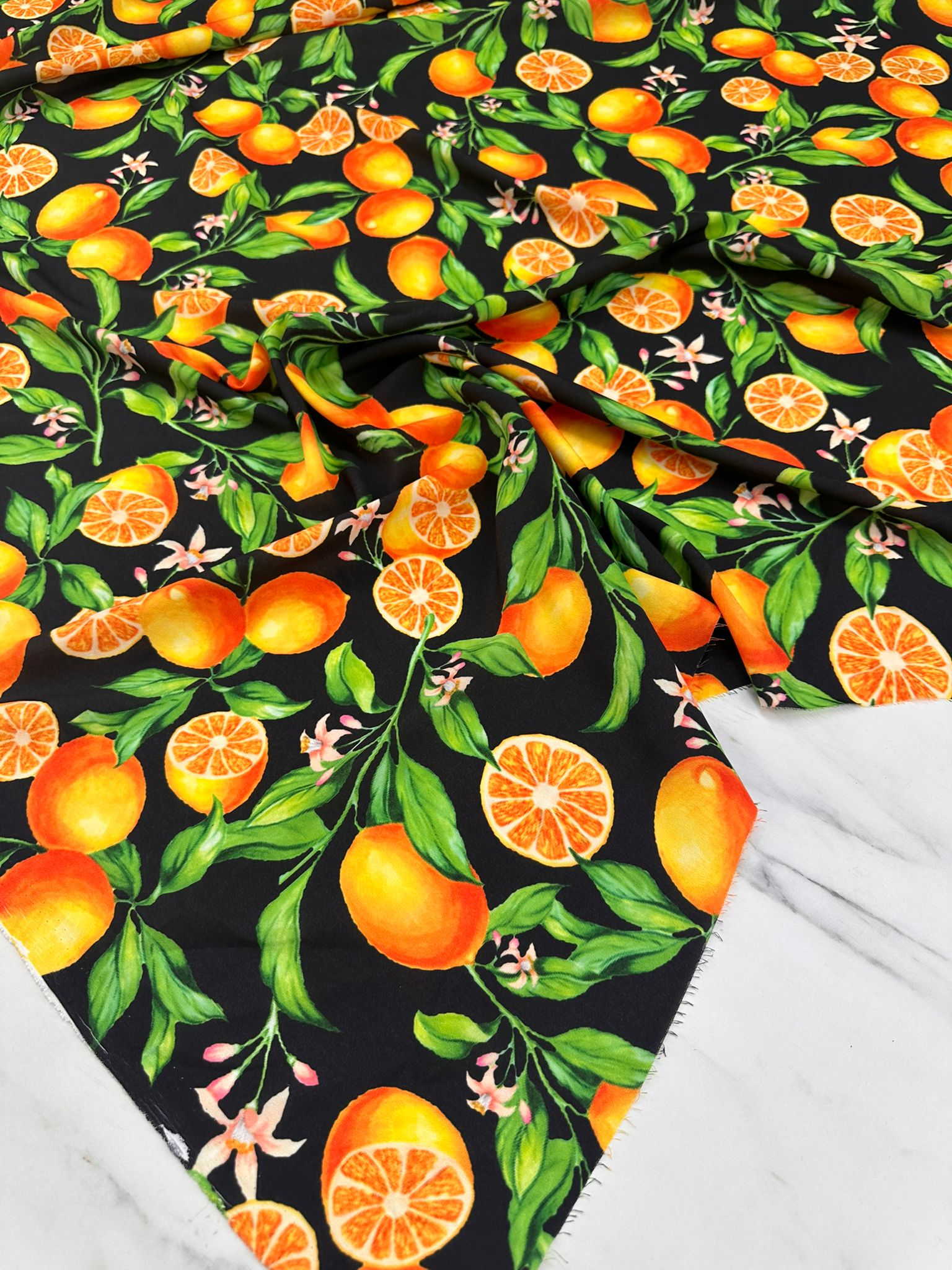 Portakal Desen Krep Kumaş Elbise Etek Gömlek Şalvar