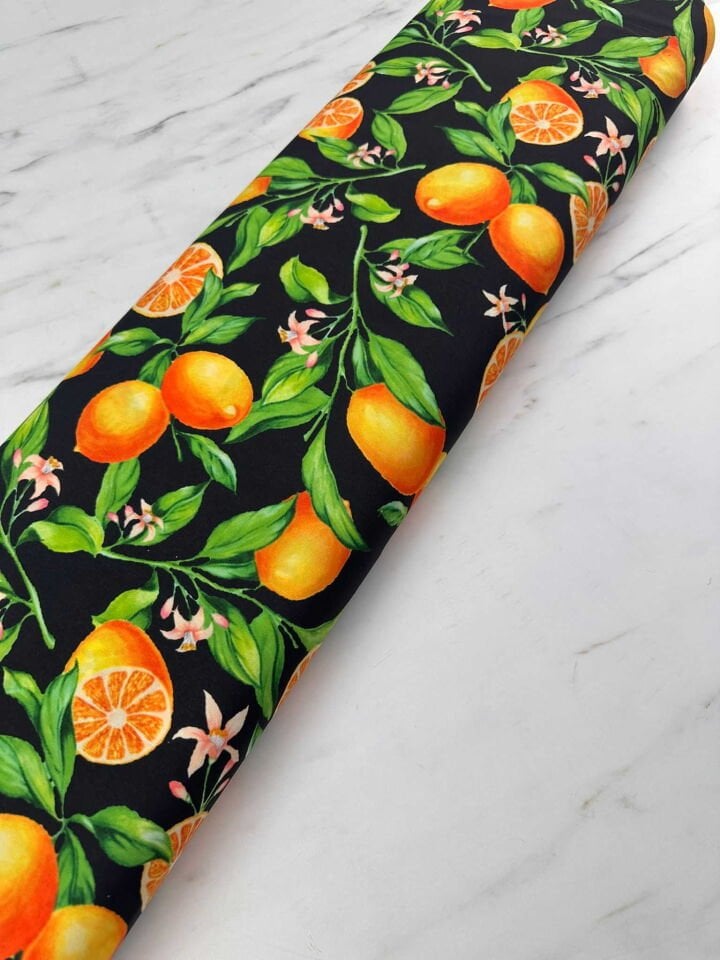 Portakal Desen Krep Kumaş Elbise Etek Gömlek Şalvar