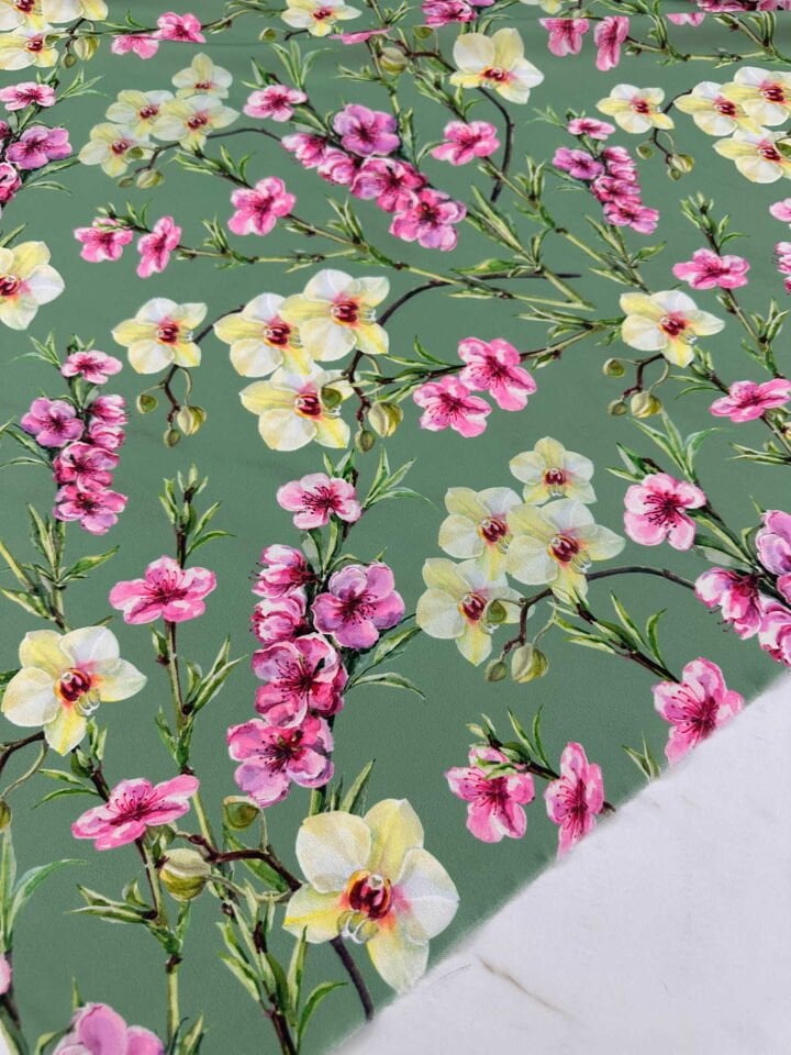 Desenli Krep Kumaş Elbise Etek Gömlek Şalvar