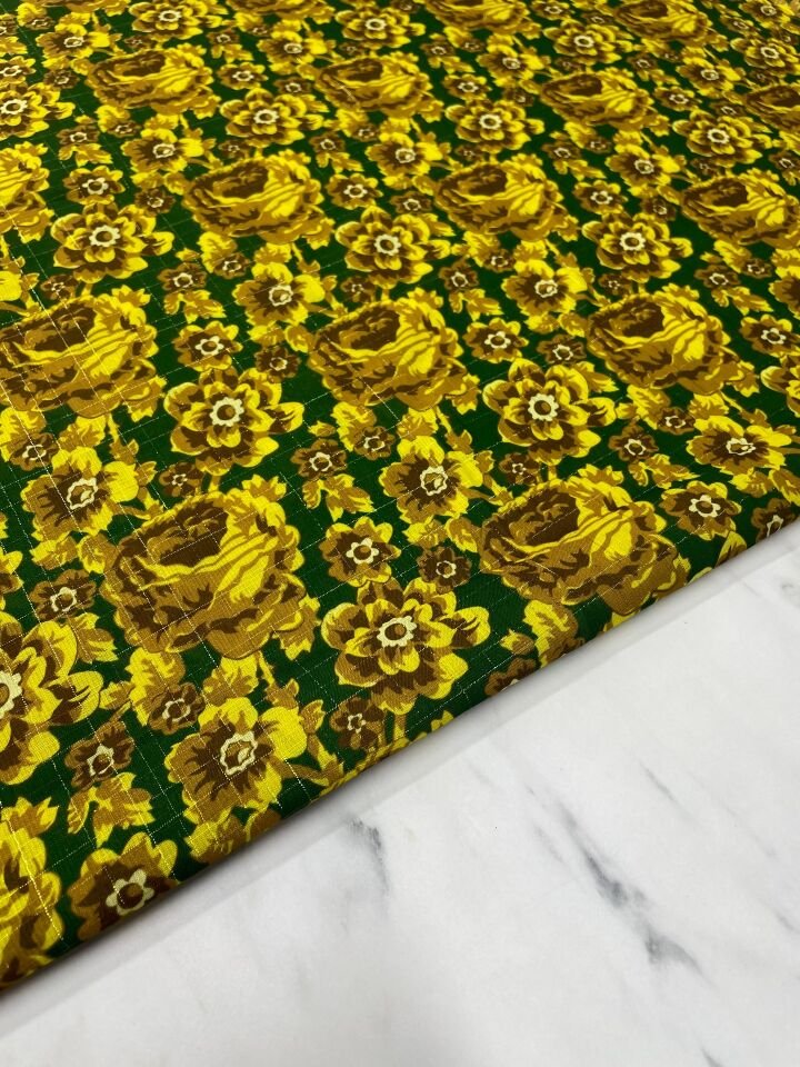 Altın Simli Viva Desen Elbiselik Keten Kumaş