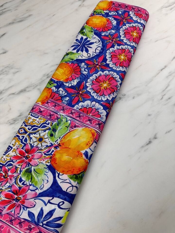 Limonlu Özbek Desen Elbiselik Gömleklik Krep Kumaş